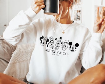 Mickey & Co 1928 Sweatshirt, Disney Sweatshirt, Retro Mickey and Co, Disneyworld Hoodie, Disney Vacation Sweater, Disneyland Hoodie