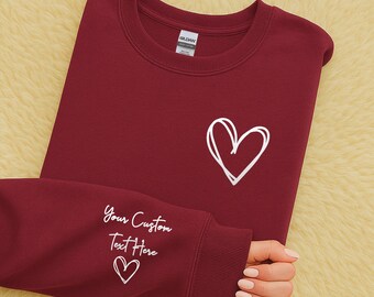Custom Text Sleeve Sweatshirt, Personalized Crewneck, Matching Family Gifts, Custom text hoodie