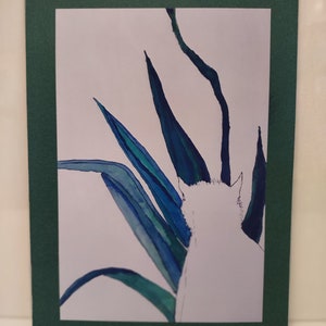 Le chat blanc - carte d'art - carte vierge, carte de voeux, impression à partir d'une aquarelle originale de Kristina Della Valle