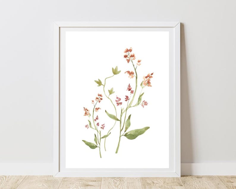 Print of Minimalistic Small Orange Flowers. Unframed. Etsy