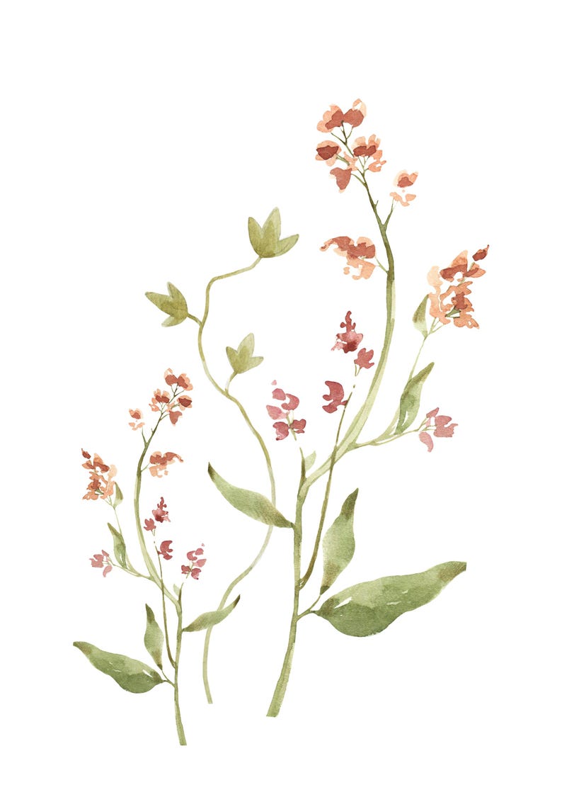 Print of Minimalistic Small Orange Flowers. Unframed. Etsy