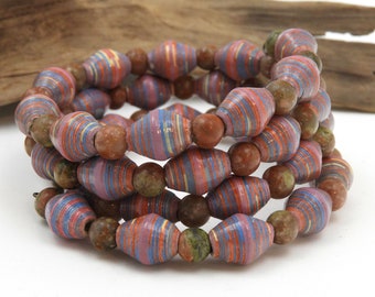 Paper Bead Bracelet | Memory Wire Bracelet | Fair Trade Bracelet | Stacking Bracelet | #BA213