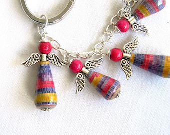 Paper Bead Angel Charms Keychain - Fair Trade - #805