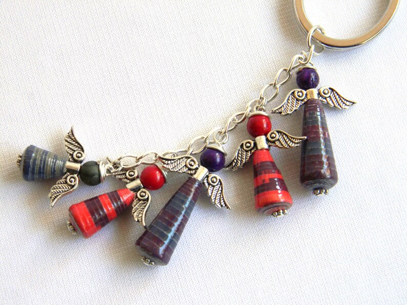 Red and Purple Paper Bead Angel Charms Keychain 210B Etsy
