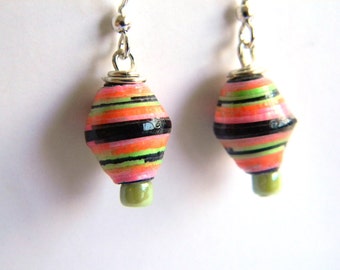 Paper Bead Jewelry - Kids NEON Earrings - #208