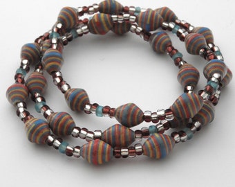 Pastel Fair Trade Hand Painted Paper Bead Jewelry - Necklace - #831