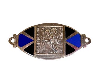 Enameled Saint Christopher Car Plaque, Religious Protection