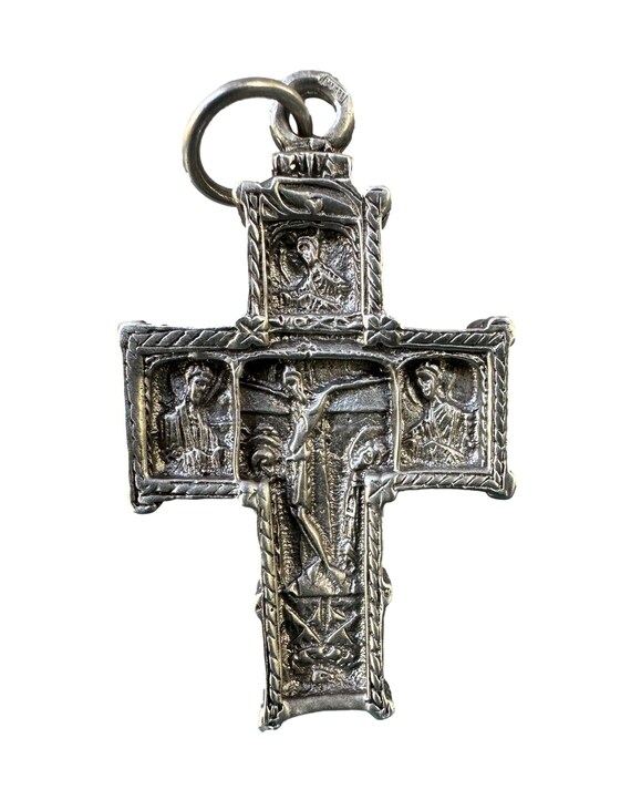 Antique Solid Silver Double-Sided Cross – Crucifi… - image 6