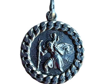 Modernist Saint Christopher Silver Pendant for Men, Religious Gift, Jean Despres