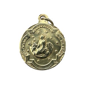 Rare Saint Mary Magdalene Gilded Brass Medal Religious Pendant Ste Baume Souvenir