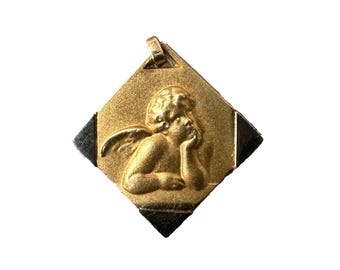Vintage Archangel Raphael Medal – Maison Savard Fix 18K Gold-Plated Pendant- Baby/ Child gift