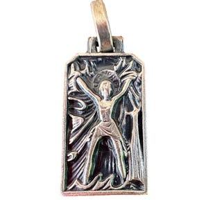 Art Deco Silvered Bronze Saint Andrew Medal Pendant, Fernand PY