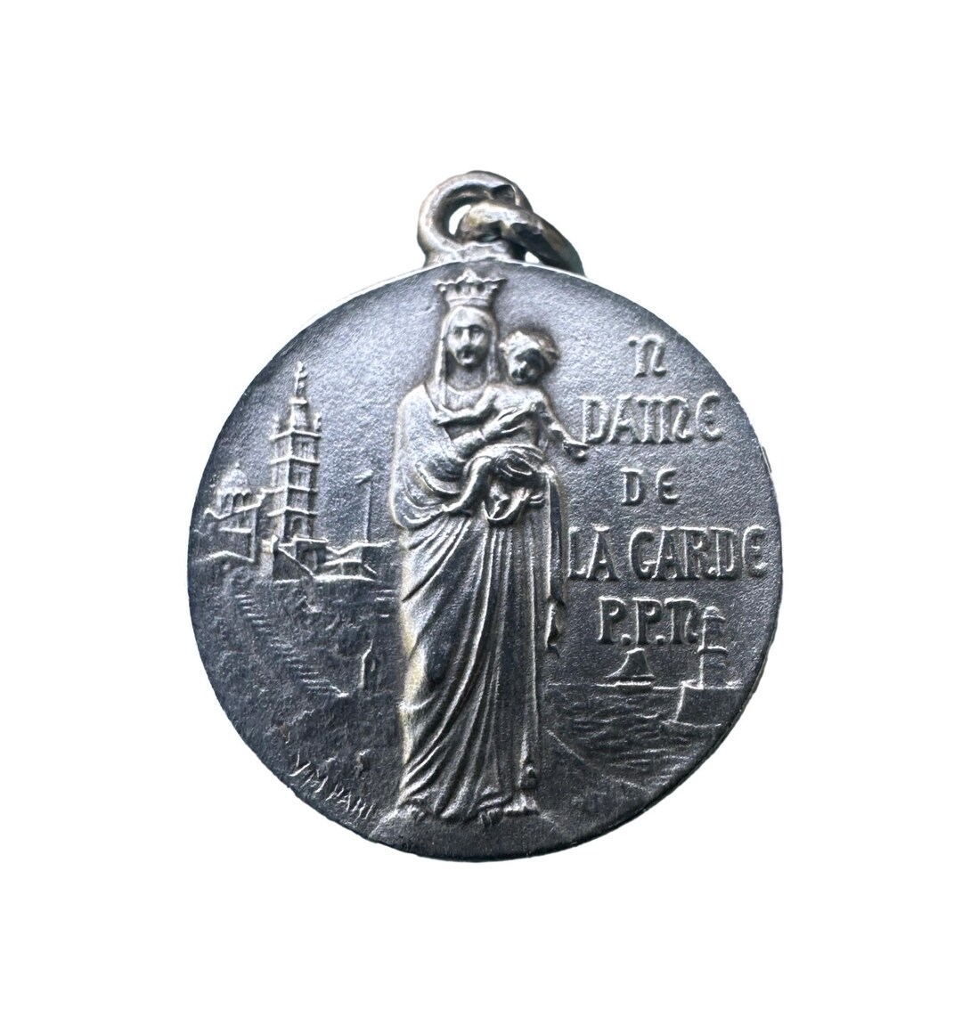 Antique Sterling Silver Our Lady of La Garde Medal – French Catholic ...