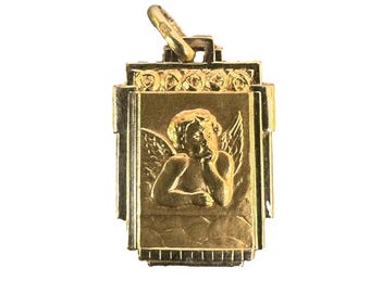 Vintage Art Deco Gold-Plated Archangel Raphael Medal by Oria