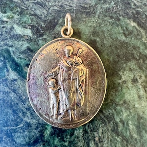 Antique Religious Medal, Saint Joseph, Guardian Angel, Religious Pendant, Catholic Gift, 19th