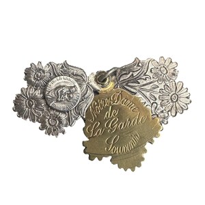 Vintage Silver-plated Pendant  Virgin & Child, Floral Design  Souvenir Notre Dame de la Garde, Marseille