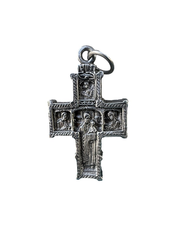 Antique Solid Silver Double-Sided Cross – Crucifi… - image 1