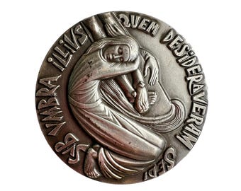 Saint Mary Magdalene Bronze Medal, French Religious Table Decor, Original Box