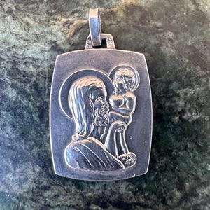 Saint Christopher Sterling Silver Medal Pendant, Religious Jewelry, Gift for her/him