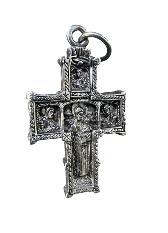 Antique Solid Silver Double-Sided Cross – Crucifi… - image 2