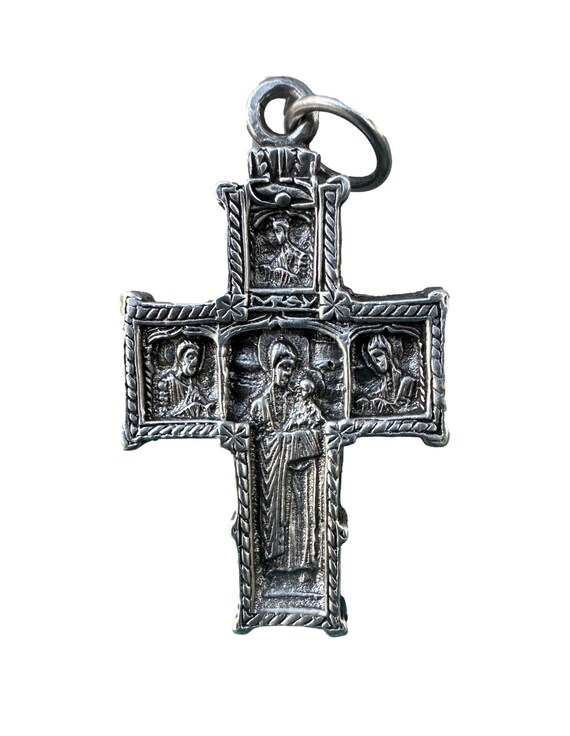 Antique Solid Silver Double-Sided Cross – Crucifi… - image 5