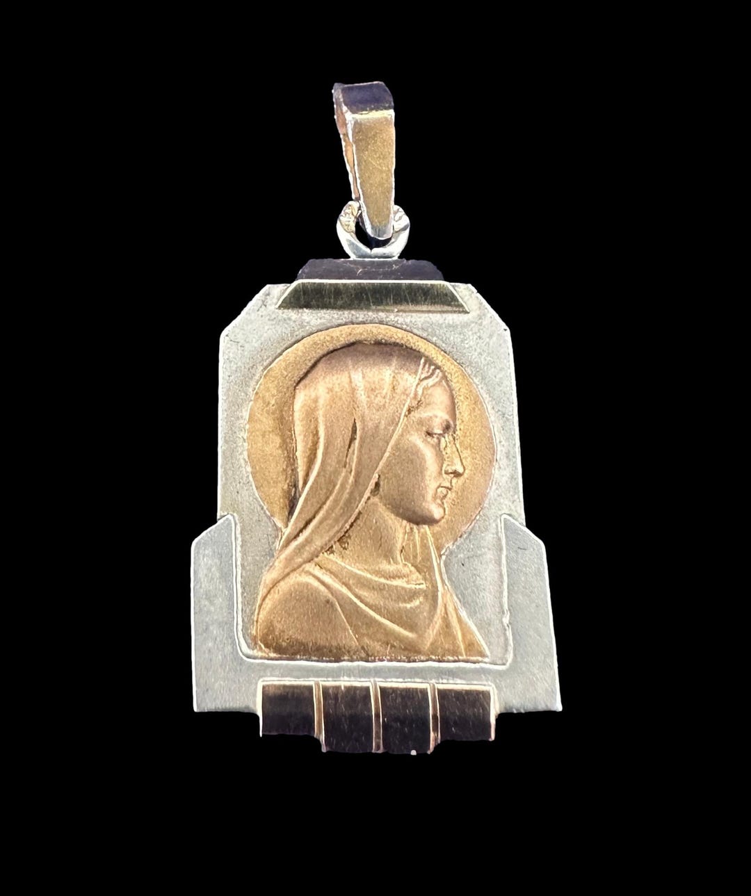 18K Gold Vermeil Virgin Mary Medal, French Art Deco Sterling Silver - Etsy