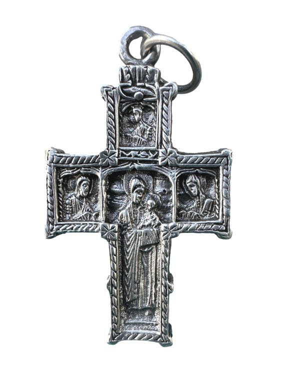 Antique Solid Silver Double-Sided Cross – Crucifi… - image 4