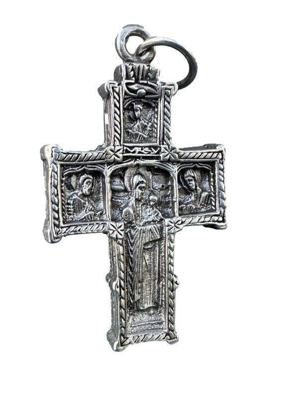 Antique Solid Silver Double-Sided Cross – Crucifi… - image 3