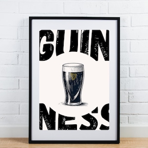 Cocktail and Beer Wall Art Set | Margarita, Guinness, Martini, Prosecco, Rosé Wine | Digital Download Bar Decor