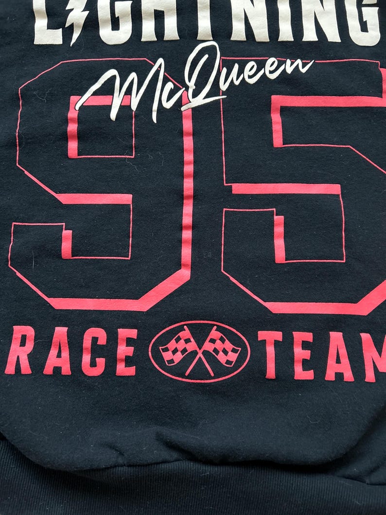 Sudadera negra de cuello redondo Rayo McQueen de Disney Pixar Cars (talla XS) imagen 6