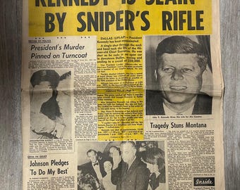 3 Newspapers of Kennedy Assassination. Two are Billings Gazzette one from Great Falls Tribune.