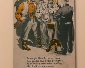 Cartão-postal cômico de 1941: Casamento à força