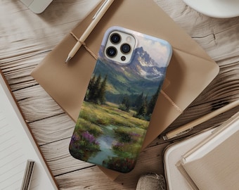 Sommer Berg Landschaft Handyhülle, Ölgemälde Design, Aesthetic Nature Cover, passend für iPhone 17 16 15 14 13, Galaxy S26 S25 S24, Pixel 9 8