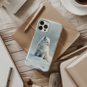 Arctic Fox Phone Case, Winter aesthetic iPhone case, Watercolor style, iPhone 16 15 14 13 Pro Samsung Galaxy S23 S22 S20 Ultra