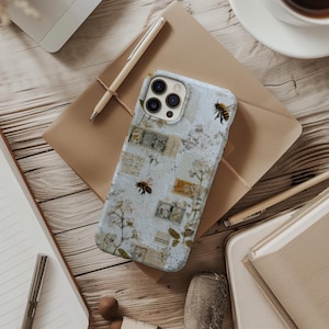 Bee Collage Phone Case, Vintage collage aesthetic iPhone case, iPhone 16 15 14 13 Pro Samsung Galaxy S23 S22 S20 Ultra