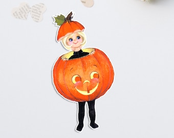 Jenny Halloween Girl 4" Vintage DieCut | Dress up, Costume, Pumpkin (1 size available: 4 inch )