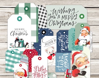 Express Delivery Santa Claus Tags & Flags Christmas Ephemera Pack | Penguin, Bear, Gingham