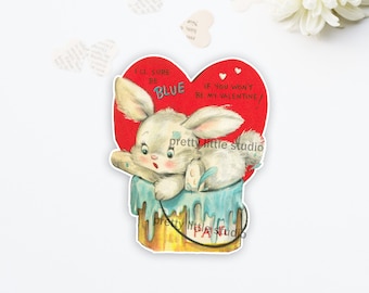 Blossom Bunny Valentine Vintage DieCut Cutout (1 size available: 4 inch) | Reproduction