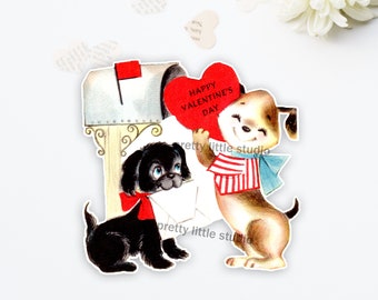 Puppy Love Valentine Vintage DieCut Cutout (1 size available: 4 inch) | Reproduction