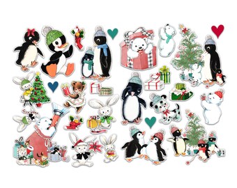 A Gift for You 2-4" Ephemera Pack (27 Cutouts) | Penguin, Polar Bear, Bunny, Puppy