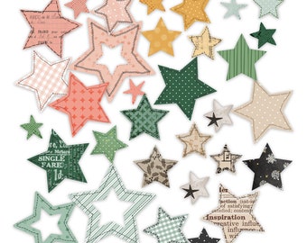 Sparkle & Shine Star DieCut Tags Ephemera Pack | Woodland, greens