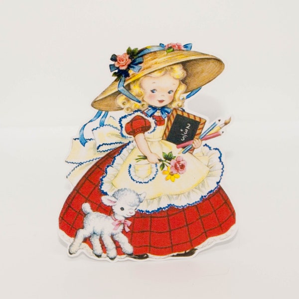 MaryAnn Girl Vintage DieCut Cutout | School, Lamb | (1 size available: 4 inch )