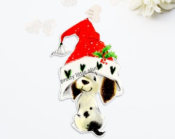 Holiday Christmas Dog Vintage Die Cut Cut Out (1 size available: 4 inch)