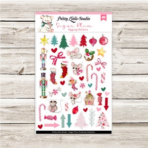 Eggnog Christmas Stickers | Nutcracker, Mouse, Candy Cane, Christmas Tree