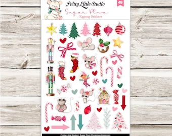 Eggnog Christmas Stickers | Nutcracker, Mouse, Candy Cane, Christmas Tree