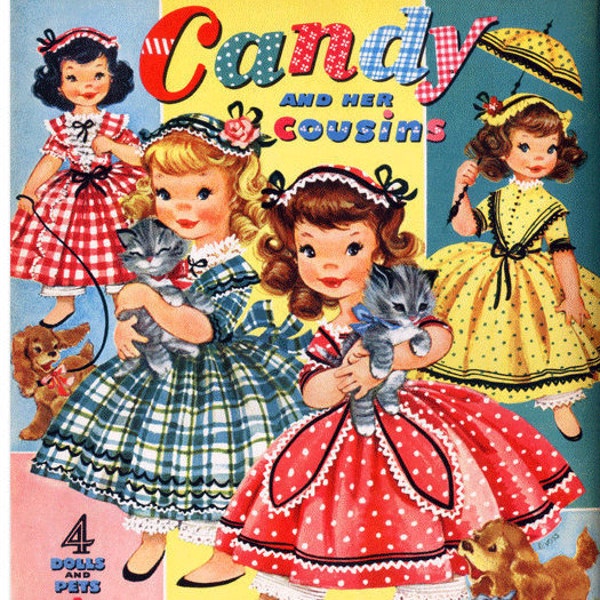 Print at Home | Paper Dolls Candy & Cousins Vintage Retro 1950's