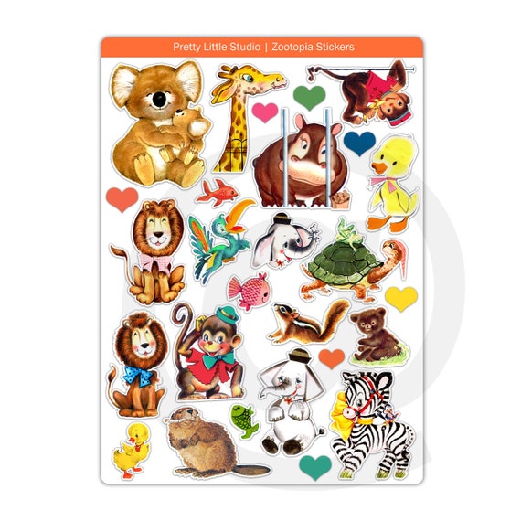stickers zootopia vintage ephemera koala giraffe hippo etsy