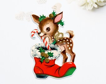 Reindeer #11 Vintage DieCut Cutout Christmas | (1 size available: 4 inch)