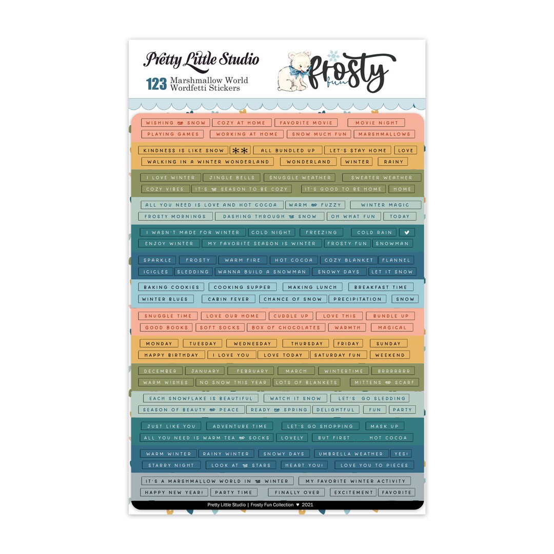 Winter Marshmallow Phrase Word Wordfetti Stickers Choose a Color Etsy