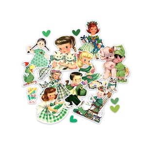 Green Dress Mini Die Cuts Ephemera Pack | Dress up, St Patricks Day, Girl, Boy, Vintage Reproduction